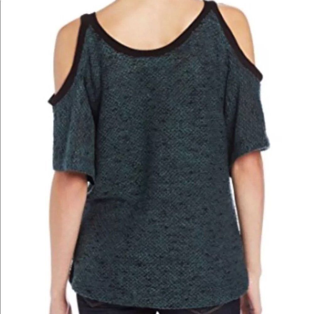 BCBG Generation Dark Green Cold Shoulder Knit Top